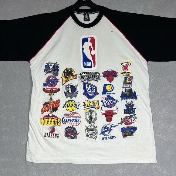 Vintage NBA All Teams T-Shirt Men’s 2XL Black/ White ALLSTARS Double Sided Tee - Picture 2 of 12